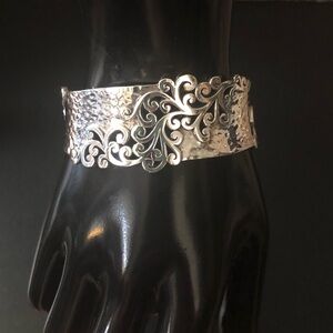 LOIS HILL Hammered Sterling Silver Cuff Bracelet with Cut Out Designs